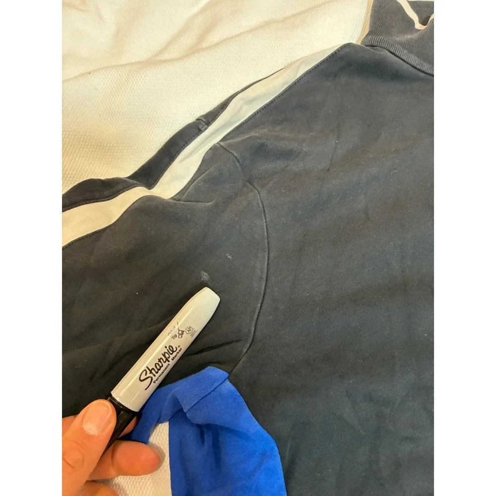 Polo Ralph Lauren Men's L‎ Track Jacket Black Blue White Full Zip Cotton Pony